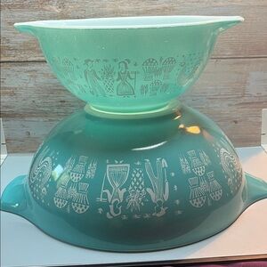 Pyrex BLUE & WHITE- Amish #444 Mixing Bowl's VINTAGE! 2 bowls Cinderella